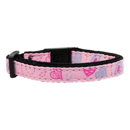 UNCONDITIONAL LOVE Crazy Hearts Nylon Collars Light Pink Cat Safety UN847445